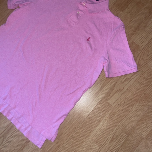 Polo Ralph Lauren Light Pink On Pink Logo Short Sleeve Cotton Collared Shirt - Picture 3 of 7